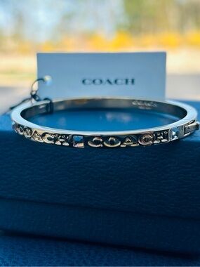 Genuine Coach Gold-Tone Logo Bangle Bracelet